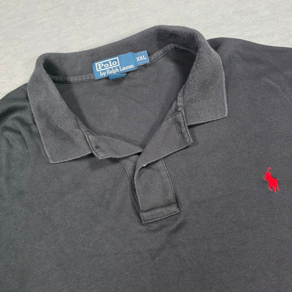 Polo Ralph Lauren Mens XXL Black Short Sleeve Cotton Polo Shirt Red Pony Logo